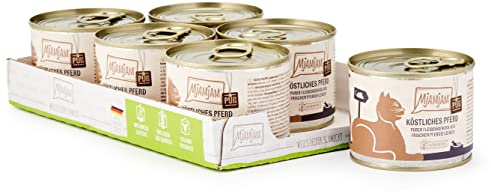 MjAMjAM - cibo umido premium per gatti - puro piacere della carne - delizioso puro cavallo, confezione da 6 (6 x 200 g), senza cereali con carne extra