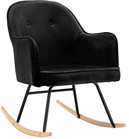 vidaXL Chaise à Bascule Fauteuil à Bascule de Salon Meuble de Salle de Séjour Siège de Salon Maison Intérieur Patio Extérieur Noir Velours