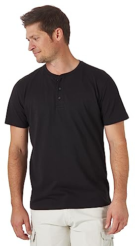Wrangler Authentics Kortärmad Henley t-shirt för män, svart onyx, XXL