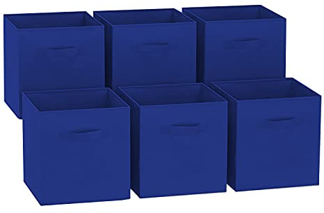 GREATOYAR Juego de 6 Cajas de Almacenamiento, Caja de Almacenamiento de Tela, Cubos de Almacenamiento Plegables, Cajas de Juguetes Plegables, Cajas de Organización, 31x31x31cm, Azul Marino, 6 Unidades