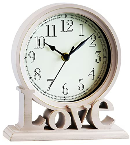 AYRELY® 6.5-Inch Vintage Mantel Clock –Family Table Clock, Silent Non-Ticking Desk Clock, Retro Quartz Timepiece for Living Room, Bedroom, Shelf or Fireplace Décor (Lvory)
