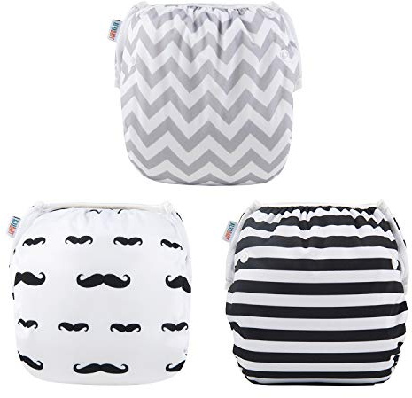 ALVABABY Badblöjor 3 st en storlek återanvändbar tvättbar justerbar för simlektioner semester baby shower gåvor 0-2 år baby pojke flicka 3SWY01-UK