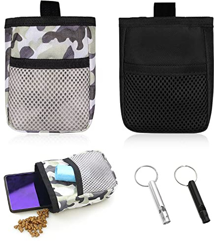 TIMJJG kit de entrenamiento para mascotas de 2piezas,con 2silbatos,kit de entrenamiento portátil para exteriores, bolsa de almacenamiento para bocadillos para perros, kit de entrenamiento para perros