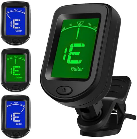 Jinlaili Stimmgerät zum Anklipsen,Clip-On Chromatisches Stimmgerät,Universal Stimmgerät,Gitarren Stimmgerät,Kompaktes Clip-On Stimmgerät,für Gitarre,Bass,Violine,Ukulele