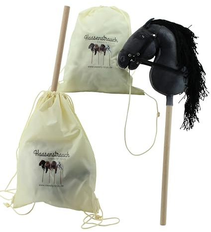 Haasenstrauch Sweety Toys Hobbyhorse Steckenpferd schwarz geeigent für Hobbyhorsing & Transportbeutel Turnbeutel