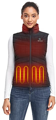 ORORO Women's Heated Down Gilet with Power Bank, Lightweight Heated Vest with 800 Fill Power Down (Black,M)
