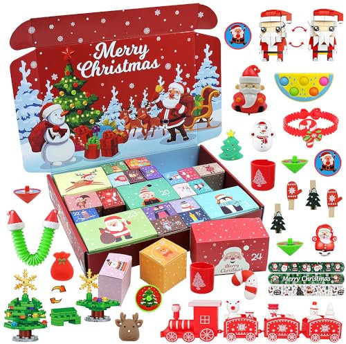 ANNSMA Calendrier de l'avent Enfant 2024, Calendrier de l'Avent de Noël, 24 Jours Calendrier Noel Avec 24 Jouets,Cadeau Noel Calendrier de Lavent Enfant 3 à 12 ans