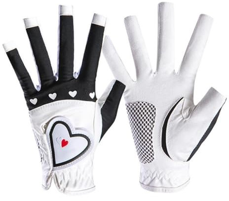 Golfhandschuhe 1Pair Frauen Golfhandschuhe Fingerlose Weiche Sporthandschuhe Damen Mädchen Granulat Anti-Skid Handschuh Linke und rechte Hand Elegante Fäustlinge Golfhandschuhe Damen(Noir,18)