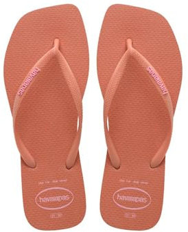 Havaianas Damen Slim Square Logo Pop Up Square Toe Flip Flop, Pink Clay, 38.5/39 EU