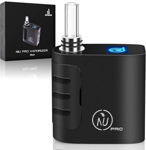 AISVAPE NIU-PRO Dry Herb Vaporiser | Quick Swap Chamber | Precise Temps Control |160℃-226℃ | OLED Display | Nicotine Free | Portable Vaporizer for Herb | 1400mAh Battery(Black)