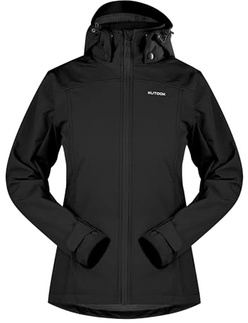 KUTOOK Giacca Softshell Donna Giacca Trekking Donna Invernale in Pile con Cappuccio Removibile Impermeabile Antivento per Pesca Arrampicata Escursionismo all'aperto e Vita Quotidiana