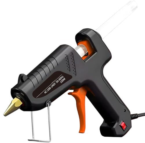 Pistolet à colle chaude 150 W avec 10 bâtons de colle chaude de 11 mm, pistolet à colle ignifuge pour bricolage, artisanat, réparations rapides à la maison et au bureau, décoration de festival (noir)