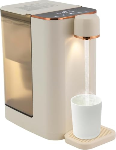 Distributeur d'eau chaude instantanée, bouilloire électrique 3 L, chauffage rapide en 3 secondes et 5 températures préréglées variables, distributeur de filtre à eau chaude instantanée avec sécurité