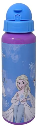 CARTOON Aluminium Trinkflasche mit Strohhalm Disney Frozen Elsa Olaf Flasche 550ml Kinderzubehör