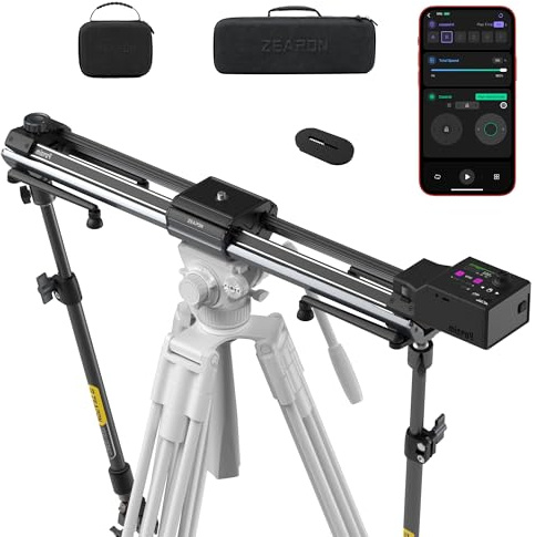 Zeapon Micro4 Double Distance Motorized Camera Slider, High-Speed Low Noise Motor 10-26Lbs Payload, Compact Slider with Carrying case, LCD Screen, App Control, Smooth Damping Design (E1000)