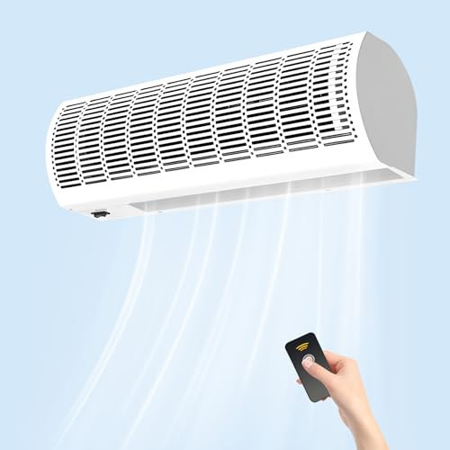 JFOZDM Rideau d'air Mural, Ventilateur Mural, Rideau d'air Intérieur, 2 Vitesses, Super Puissance, Anti-moustique, Angle De Vent Réglable, Commercial/domestique, Facile à Installer