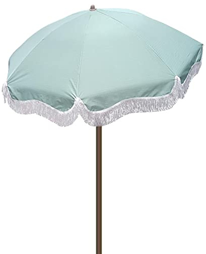 2M/6.6ft parasol, trädgårdsparaply, uteplatsparasol, paraply på stranden, utomhusparasol, bordsparaply, marknadsparasol, med tofs, tiltbar, hopfällbar, höjdjusterbar, utan bas