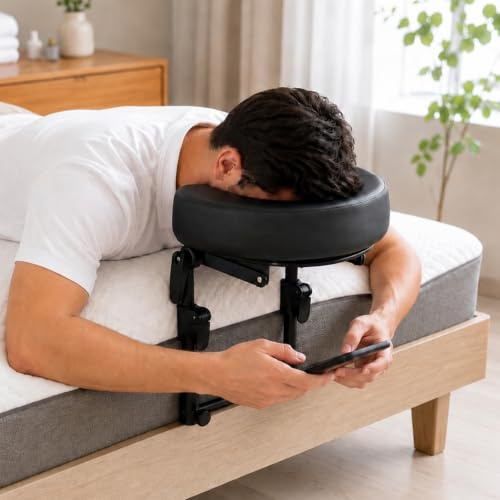 KONOVOLY Massage Headrest for Bed, Massage Home Mattress Top Massage Bed Head Extension Kit, Adjustable Headrest Face Cushion Massage Table at Home, Face Down Pillow After Eye Surgery (Black)