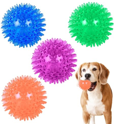 BosuLai Pelotas para Perros, Paquete de 4 Juguetes de Pelota Chirriantes para Perros Ø 6.5cm, Bola Interactiva para Perross Apta Perro Masticadores Agresivos, Perross Pequeños Medianos