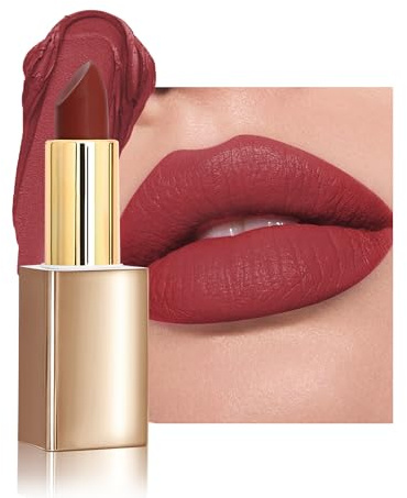 Pintalabios mate, lápiz labial de alta pigmentación, color rojo rubí mate, textura cremosa, larga duración, hidratante, brillo de labios para mujeres, fiesta, Halloween, Navidad, maquillaje-03#Ruby