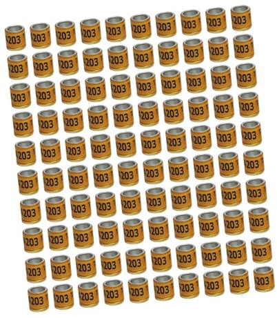 PETSOLA 100 Piezas Anillos para Paloma Anillos de Aluminio para Patas Etiquetas Reutilizables Bandas Identificadoras Herramienta para Aves Adecuado para Cría, Naranja Taiwán