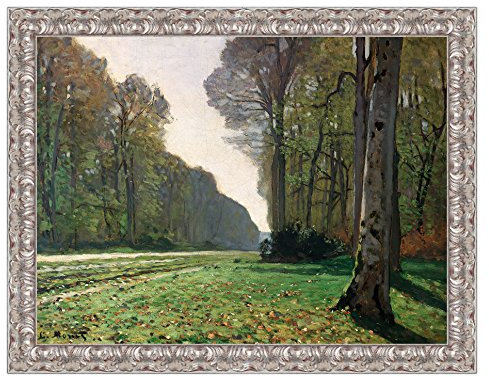 LuxHomeDecor Quadro Stampa su Tela Claude Monet Le Pave de Chailly con Cornice in Legno Argento Classico Misura 133x103 CM