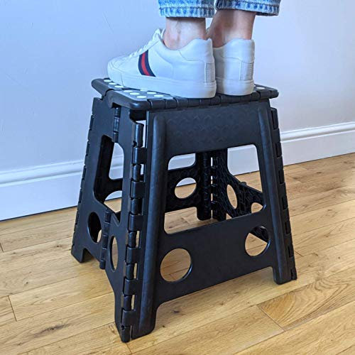 KCT Folding Step Stool Portable Lightweight Multi Purpose Home Plastic Seat Black