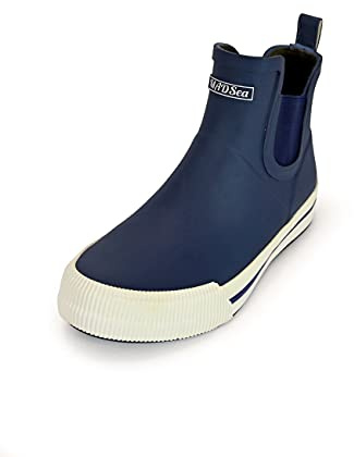 MADSea Unisex Wellington Boots Short Story Rain Boots Wellington Boots Garden Shoes Waterproof Sailing Boots Short Shaft Ankle High, dark blue white, 11 UK