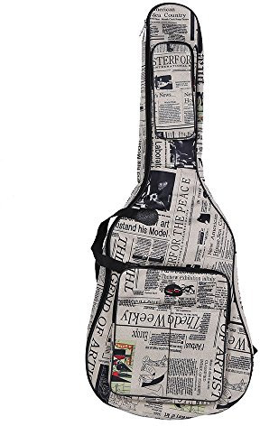 Btuty Gitarrentasche, 104 cm, 600D wasserdichtes Oxford-Gewebe, Zeitungsstil, doppelt genähte, gepolsterte Gurte, Gigbag für 104 cm (41 Zoll) akustische klassische Folk-Gitarre, weiß/schwarz,