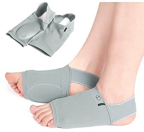 Price Xes Upgrade Metatarsal Compression Arch Support Sleeves with Gel Pad Inside - Arch Support Brace for Flat Foot & Plantar Fasciitis Pain Relief - Women & Men - 1 Pair (Gray)