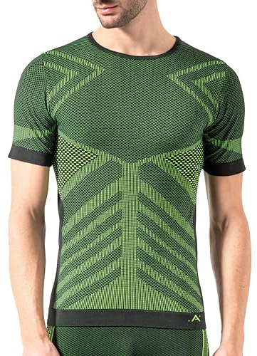Risalti Maglia Termica Uomo Manica Corta Energy - Intimo Termico Elastico e Traspirante, Maglia Seamless Sportiva, Abbigliamento Termico Uomo Senza Cuciture - Made in Italy