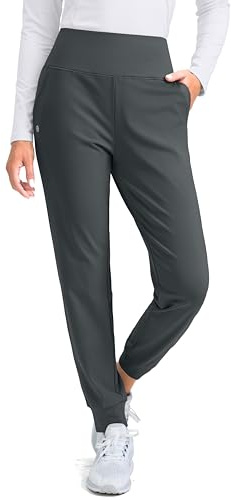 Women's Fleece Lined Joggers High Waisted Water Resistant Thermal Hiking Pants Cold Weather Sweatpants with Pockets(Dark Grey,XS)