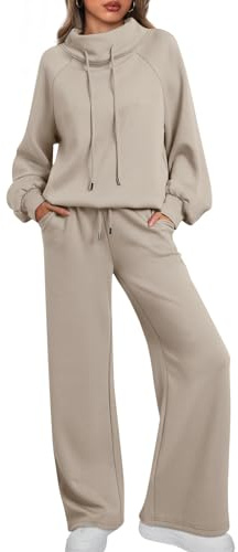 AUTOMET Lounge Sets for Women Sweatsuits 2 Piece Plus Size Fall Fashion Outfits 2025 Sweatshirt Wide Leg Sweatpants CoffeeGrey XL