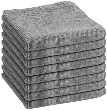 Wisebom Panno per la pulizia in microfibra, 8 pezzi, panno multiuso in microfibra, senza aloni, dimensioni 30 x 30 cm (grigio)