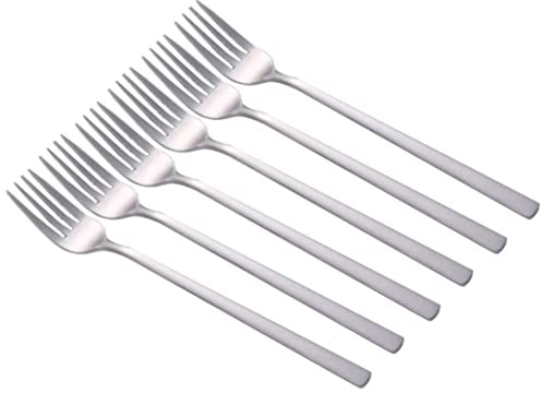 DAGLLGEW Dessertgabeln Abendgabeln Edelstahlgabeln Besteckgabeln Kuchengabeln Tischgabel Koreaner Langgang Dessert Gabeln Edelstahl Dinner Forks 21 cm 6pcs