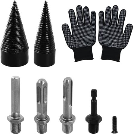 Fendeur de bûches, fendeur de bois, taille pour 42 mm et 32 mm, compatible avec la plupart des perceuses, convient pour les voyages en plein air, bonne prise en main pour percer et couper du bois