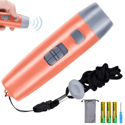 Asfrode Professionelle Elektronische Pfeife, 2 in 1 Tragbare Notfallpfeife mit 3 Tönen Dauerhafte Trainingspfeife Schiedsrichterpfeife Trainingspfeife mit Taschenla (Orange)