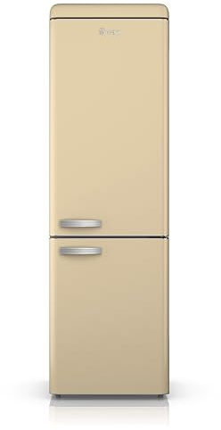 Swan Retro 70/30 Fridge Freezer with 4 Glass Shelves, 3 Freezer Drawers, Salad Crisper, Chrome Wine Rack, Cream, SR11020CNE