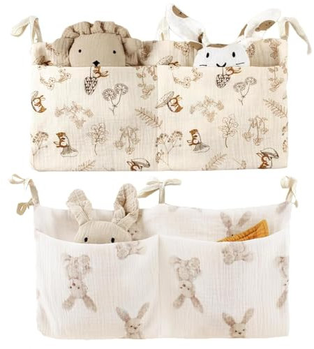 2 Stk Bett Oorganizer Kinderbett mit 2 Taschen, Organizer Aufbewahrungstasche Windeln, Baby Bed Organiser, Aufbewahrungstaschen für Betten, Baby Hängend Kinderzimmer, für Windeln Kleidung Spielzeug