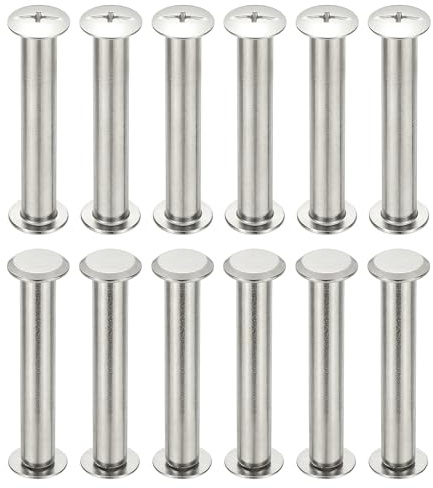 PATIKIL 24 Sets Chicago Screws, 8x50mm(DxH) Chicago Screws Phillips Binding Post Screw Bolts Leather Rivets 304 Stainless Steel Fasteners for Leather Belt Scrapbook Photo Albums, Silver