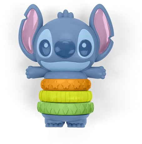 Bright Starts Disney Baby Stitch Twist-a-Stitch Fidget Toy with Textured Rings and Rattle Beads, On The Go Toy for Newborns & Up