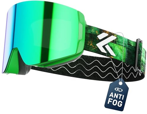 KAPVOE Ski Goggles OTG Snowboard Glasses for Men Women, Anti Fog Magnetic Lens,1OO% UV Protection for Snowmobile,Snow Sports K718