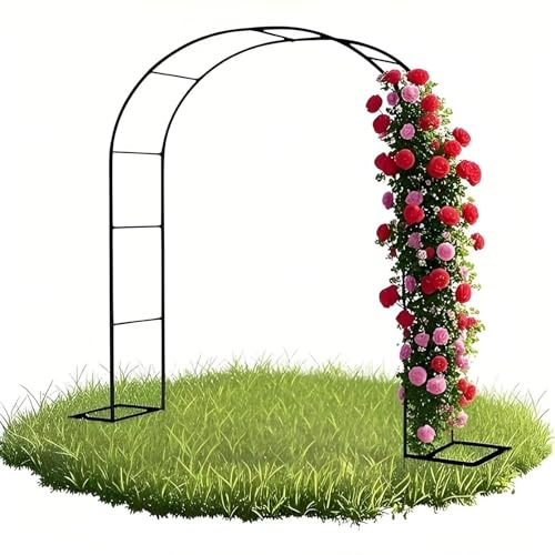 Arco de jardín negro – Pérgola de metal de 200 cm/220 cm/230 cm para plantas trepadoras, enrejado resistente, decoración perfecta de boda, 120 x 220 cm de alto