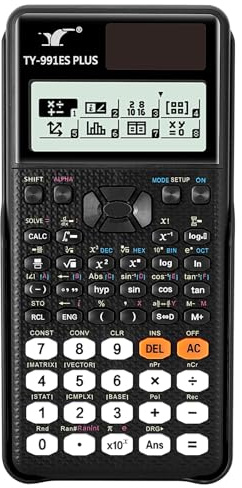 Calcolatrice Scientifica 552 Funzione 4 righe Display Naturale, 10+2 Cifre Display Alimentazione Solare e a Batteria per Scuola, Licei, Università, Uffici Esami Nero (TY-991EX Plus)