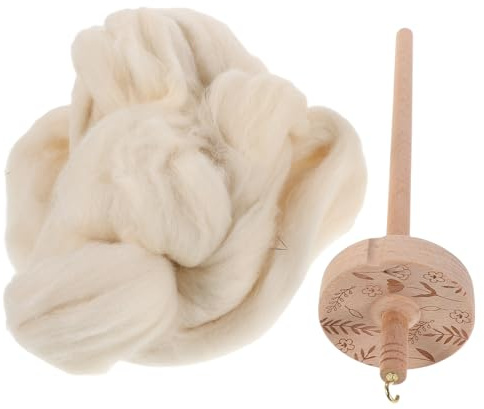 Parliky Set Strumenti per Tessitura in Legno con Fuso a Goccia e Navetta Supporto di Avvolgimento e Organizzatore di Fili per Filatura Lana Compatto e Portatile per Maglieria a Mano e