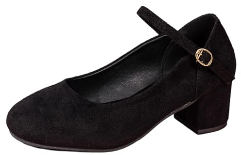 Ballerines traditionnelles à talon bloc pour femme - Élégantes - Pour la mariée - Pour la vie quotidienne - Ballerines classiques avec boucle - Chaussures à talons polyvalentes pour jeans et jupes