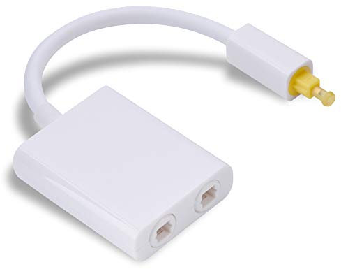 Toslink - Adattatore sdoppiatore digitale a doppia porta per cavi audio in fibra ottica (1 ingresso, 2 uscite) bianco