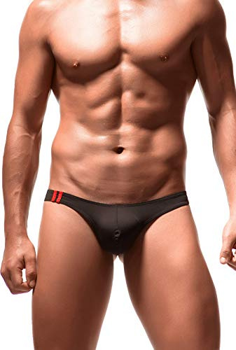 Newsywell Herr Låg Midja T-Back Tanga Andningsbara Bikini Mjuka Trosor Underkläder, Svart, XL