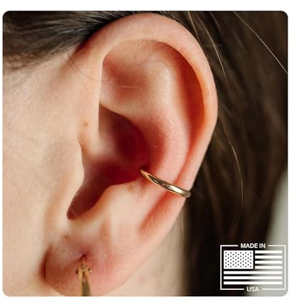 14k Gold Ear Cuff | Adjustable Ear Cuff | Non Pierced Earring | 10mm | Handmade | Non-Tarnishing | Cartilage Piercing | Smooth Design