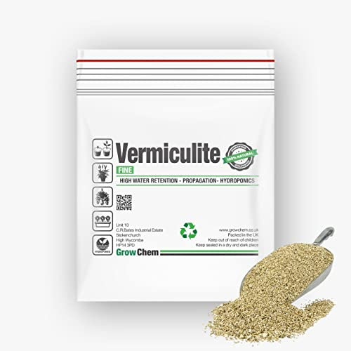 Grow Chem Vermiculite FINE (5L Resealable Bag) Fine Grade Growing Medium & Root Growth Booster for Indoor & Outdoor Seeds & Plants